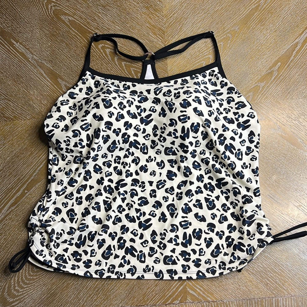 SOUTH POINT Plus Size Animal Print Scrunch Sides Swim Tankini Top 14